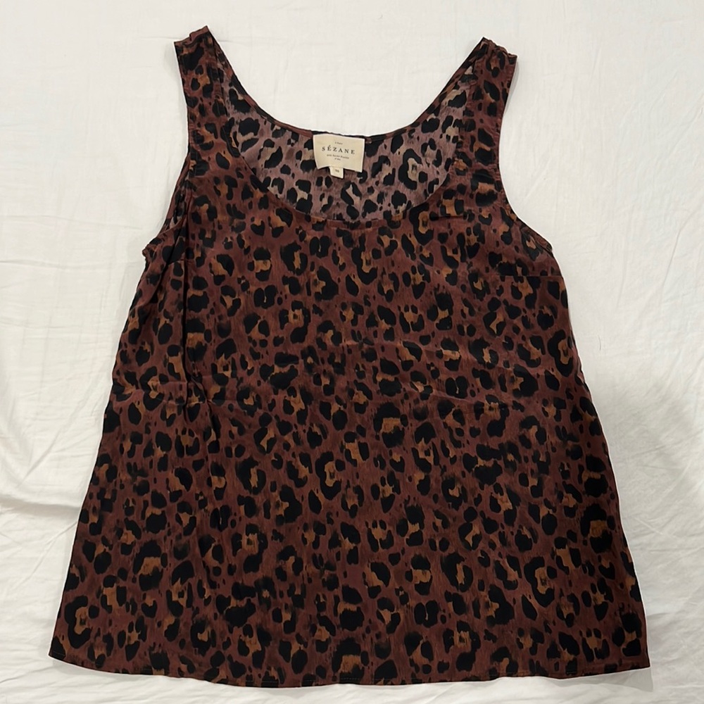 Sézane Lucio top leopard print silk